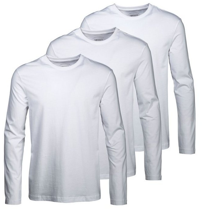 Man's World Langarmshirt (Packung, 3-tlg., 3er-Pack) aus reiner Baumwolle weiß 56/58 (XL)