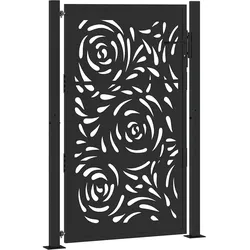 vidaXL Gartentor Schwarz 105x155 cm Stahl Flammen-Design