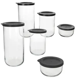 Ritzenhoff & Breker 6tlg Set Boho Vorratsdosen Anthrazit aus Glas & Kunststoff