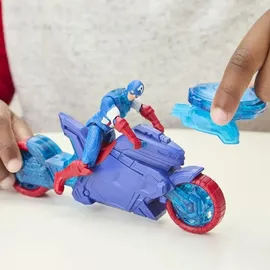 Marvel Avengers Epic World of Action Captain America Bike mit Schild-Abschuss, Figur & Spielzeug-Motorrad