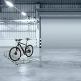 Relaxdays Fahrradständer Boden, für 5 Räder, bis 60 mm Reifenbreite, Metall, Garage, Fahrrad-Aufstellständer, silber