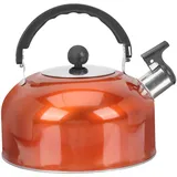 COLLBATH Edelstahl Pfeifkessel Wasserkessel Induktion Gasherd Dicker Flötenkessel Leuchtend Orange Kompakt Hitzebeständig Familiengeeignet Einfach Zu Reinigen Für Tee Kaffee Und Heiße Geträ