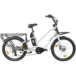 E-Bike LLOBE "Cargo City E-Bike Cargado" Gr. 42, weiß, E-Bikes, 42cm, 24 Zoll (60,96cm)