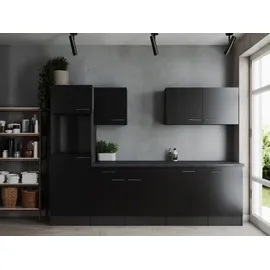 Respekta Küchenzeile 280 cm Grau Schwarz