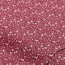 Baumwoll-Trachtenstoff "Hirsch & Blumen", rot