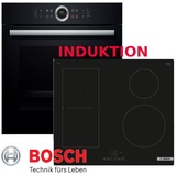 Herd Set Herd Autark Bosch Backofen Schwarz + Induktion Glaskeramik Kochfeld NEU