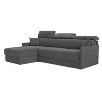 Miryam Ecksofa Mit Matratze Mit Verstellbaren Kopfstützen Aus Weichem, Fleckenabweisendem Stoff T31 252 Cm Links Anthrazitgrau
