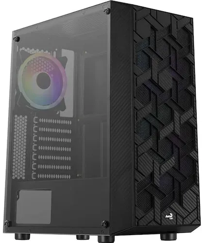 AeroCool Hive-G-BK-v1 (ATX, Mini-ITX, Mini-ATX, Micro-ITX), PC Gehäuse, Schwarz