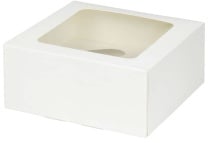 Greenbox Cupcake Boxen inkl. Einlage, PLA Sichtfenster, weiß, 4er, Schlichte Gebäckboxen mit Einlage für Backwaren, 1 Packung = 25 Stück