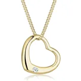 Elli DIAMONDS Halskette Herz Love mit Diamant (0,03 ct.) 375 Gelbgold