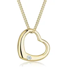 Elli DIAMONDS Halskette Herz Love mit Diamant (0,03 ct.) 375 Gelbgold