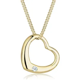 Elli DIAMONDS Halskette Herz Love mit Diamant (0,03 ct.) 375 Gelbgold