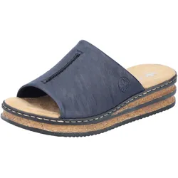 Pantolette RIEKER, Damen, Gr. 37, blau (dunkelblau), Lederimitat, klassisch, Schuhe, Keilabsatz, Sommerschuh, 150 Jahre RIEKER Jubiläumsartikel, Topseller