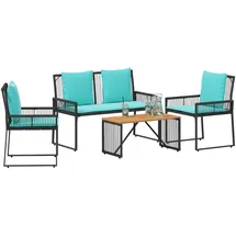 vidaXL Gartenlounge Set 9-tlg. Schwarz/Türkis