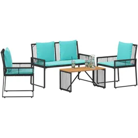 vidaXL Gartenlounge Set 9-tlg. Schwarz/Türkis