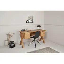 Jahnke Schreibtisch X-Club, eiche, Metall, 2 Schubladen, rechteckig, X-Form, 59x76x146 cm, Stauraum, Arbeitszimmer, Schreibtische, Bürotische