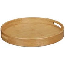 Relaxdays Tablett braun rund Ø 38,5 cm