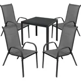 Mojawo Gartengarnitur Sitzgarnitur 5-teilig 80x80cm Non-Wood Anthrazit - Balkontisch,