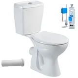 Belvit Stand-WC mit Taharetfunktion und waagerechtem Wandabgang inkl. Keramik-Spülkasten Softclose WC-Sitz Toilette WC Waagerecht Wand
