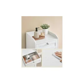 VASAGLE Badezimmerschrank mit Wäschekorb 40 x 80,2 x 40 cm Weiß