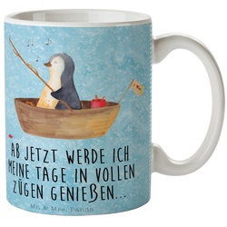 Mr. & Mrs. Panda Tasse Pinguin Angelboot – Eisblau – Geschenk, Kaffeebecher, Trennung, Neuan, Keramik blau