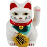 Freak Scene Glückskatze Mini Maneki-Neko klassisch weiß Solar 5cm Winkekatze Lucky cat