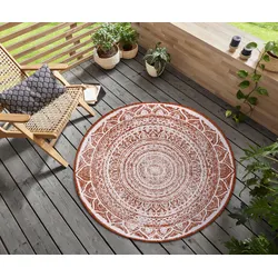Teppich NORTHRUGS "Siruma Wendeteppich", rot (cayenne), H:5mm Ø:200cm, Polypropylen (PP), Teppiche, In- & Outdoor, beidseitig, Orientalisch, Teppich, Garten, Flur