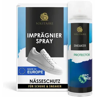 SOLITAIRE Sneaker Protector Universal Imprägnier-Spray hochwirksame Imprägnierung, Schutz, Pflege für Schuhe, Taschen, Jacken, 250 ml, schützt vor Feuchtigkeit, Nässe, Regen, Schmutz und Ausbleichen