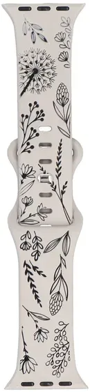 Neues Armband für die Smartwatch GlacierX Silicone Wild Bloom Dust White für die Apple Watch 38/40/41mm Creme-Schwarz