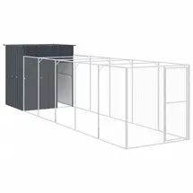 vidaXL Hundehütte mit Auslauf 165 x 659 x 181 cm Stahl Anthrazit