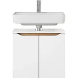 Saphir Waschbeckenunterschrank Quickset Unterbeckenschrank, 60 cm breit, 2 Türen Waschbeckenschrank mit Siphonausschnitt, ohne Waschbecken, grifflos weiß