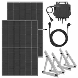 Balkonkraftwerk Hannover mit Wandhalterung | 2 x 445 WattBlack Frame | Growatt NEO 800M-X | Growatt 5 Meter Anschlusskabel #1