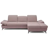 MOEBLO Ecksofa HARPY, mit Schlaffunktion mit Bettkasten, Eckcouch Wohnlandschaft Sofa mit Ottomane Eckgarnitur Polsterecke, Kopfstützen und Armlehnen verstellbar rosa