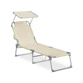 Songmics Sonnenliege 189 x 53 x 28,5 cm Beige