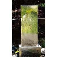 Köhko Gartenbrunnen "MURO " mit LED aus Edelstahl Wasserwand für Garten Terrasse
