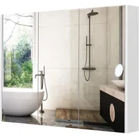 Costway FANTASK Spiegelschrank Badezimmer, Badezimmerspiegel mit verstellbaren Ablagen, Badezimmerspiegelschrank