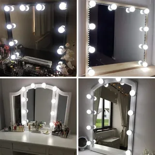 Foeska Led Spiegelleuchte, Hollywood Stil 10 Dimmbar Schminklicht 6000K Make Up Licht, Schminktisch Leuchte, Schminkleuchte, Spiegellampe für Kosmetikspiegel, Schminktisch/Badzimmer