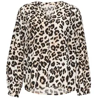 S.Oliver Damen Bluse, Langarm, Viskose, modischer Leoprint, Creme, Größe 38 - 38