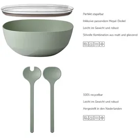 Mepal SILUETA Servierschale mit Deckel & Salatbesteck 5000 ml Nordic Black