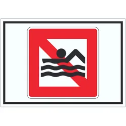 Schwimmen und Baden verboten Symbol Aufkleber A9 (37x52mm)