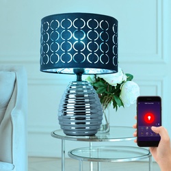 Smart LED Tischlampe dimmbar Nachttischlampen Schlafzimmerlampe Tischleuchte  grau, RGB Farbwechsel, App-und Sprachsteuerung, 15W 1300lm warmweiß-kaltweiß, DxH 25x38 cm