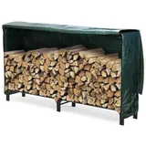 VOUNOT Kaminholzregal Aussen Metall, Brennholzregal Außen, Feuerholzregal Outdoor mit wasserdichte Abdeckung, 200 x 116 x 36 cm,