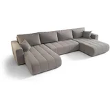 cornero Ecksofa U-Form mit Schlaffunktion 5-Sitzer Hellgrau
