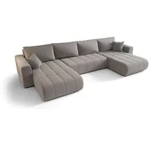 cornero Ecksofa U-Form mit Schlaffunktion 5-Sitzer Hellgrau