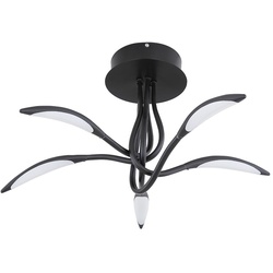 Deckenleuchte Modern schwarz Schlafzimmerlampe Decke groß Lampen Wohnzimmer Decke, geschwungen, 1x LED 25W 940Lm warmweiß, DxH 68x33 cm