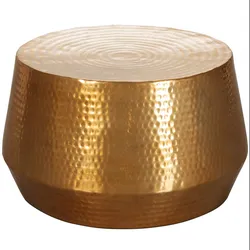 KADIMA DESIGN Couchtisch ENNS: Orientalisch, Aluminium, Hammerschlagstruktur, praktische Ablage
