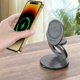 Forever magnetisches drahtloses Ladegerät 15W grau 3in1