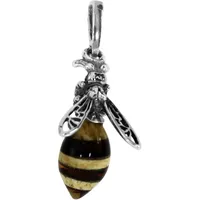 Ostsee-Schmuck Kettenanhänger - Wespe 18 mm - Silber 925/000 - Bernstein Silber