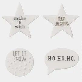 räder WINTERZAUBER Porzellananstecker mit Anstecknadel und Organzabeutel 4er Set Räder