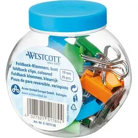 Westcott Foldbackklammern farbsortiert 1,9 cm 25 Stück